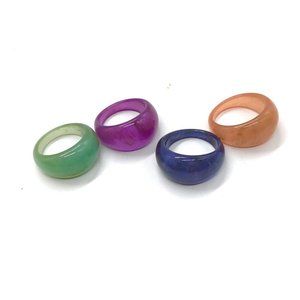 Women's Ring Acrylic Resin 4 Colors Marbled Purple, Brown, Green, Dk Blue Sz 8/9